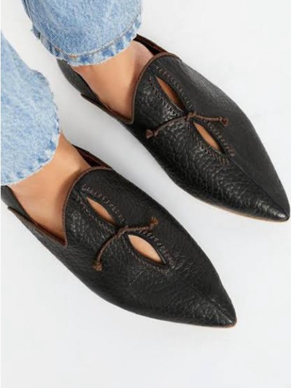Free People St. Lucia black leather Babouche-flats